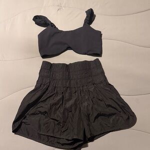FP Movement by Free People Black Athletic Shorts & Sports Bra - size small